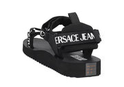 SANDALES VERSACE JEANS COUTURE NOIRES OU ROUGES À BRIDES ET LOGO