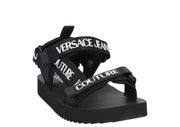 SANDALES VERSACE JEANS COUTURE NOIRES OU ROUGES À BRIDES ET LOGO