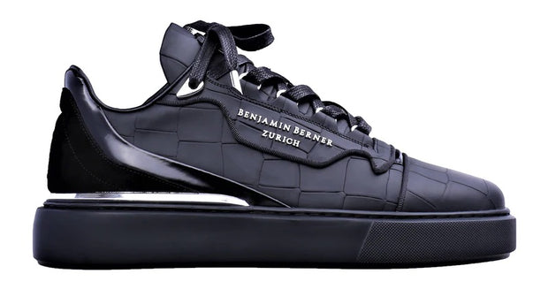 Sneakers BENJAMIN BERNER BNJ RAPHAEL LOW-TOP ALL BLACK MATT CROCODILE
