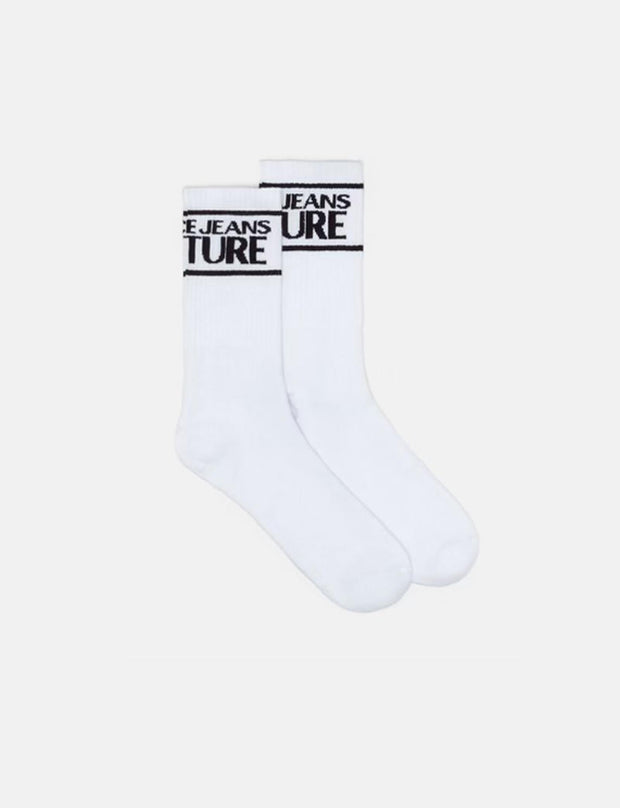 CHAUSSETTES VERSACE JEANS COUTURE COTTON STRIPED LOGO WHITE
