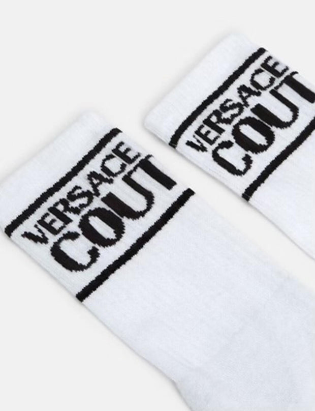 CHAUSSETTES VERSACE JEANS COUTURE COTTON STRIPED LOGO WHITE