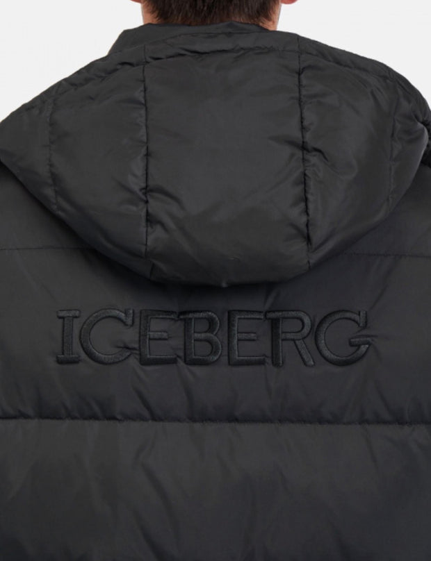 LONG NYLON GOOSE DOWN JACKET WITH EMBROIDERED LOGO