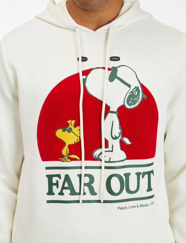 MEN'S ECRU HOODIE WITH "SNOOPY FAR OUT" GRAPHICS