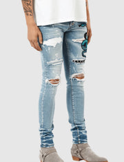 REDHOUSE EMBROIDERED RIPPED SKINNY JEANS